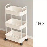 Carro de Almacenamiento Rodante Resistente - Organizador Móvil de 3 Niveles con Ruedas, Unidad de Estantería Ahorradora de Espacio para Cocina, Baño, Dormitorio y Oficina - Ruedas Fáciles de Desplazar, Construcción en Plástico Robusto - Solución de Almac
