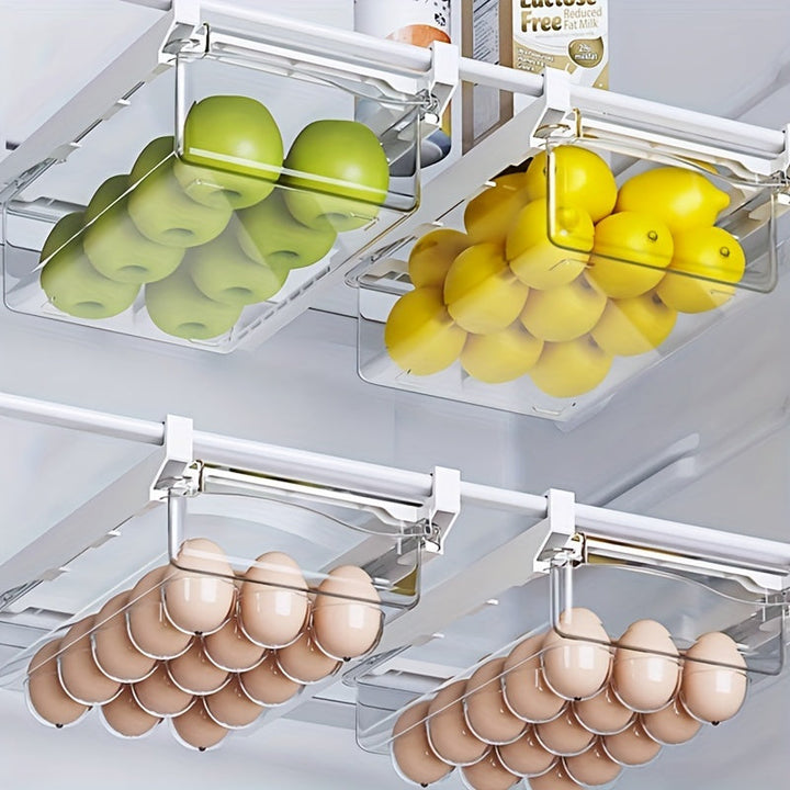 2-Unidades de Cajones de Organizador de Refrigerador Montado en Pared FreshFit - Almacenamiento de Productos Frescos y Huevos Seguros para la Frescura de la Cocina
