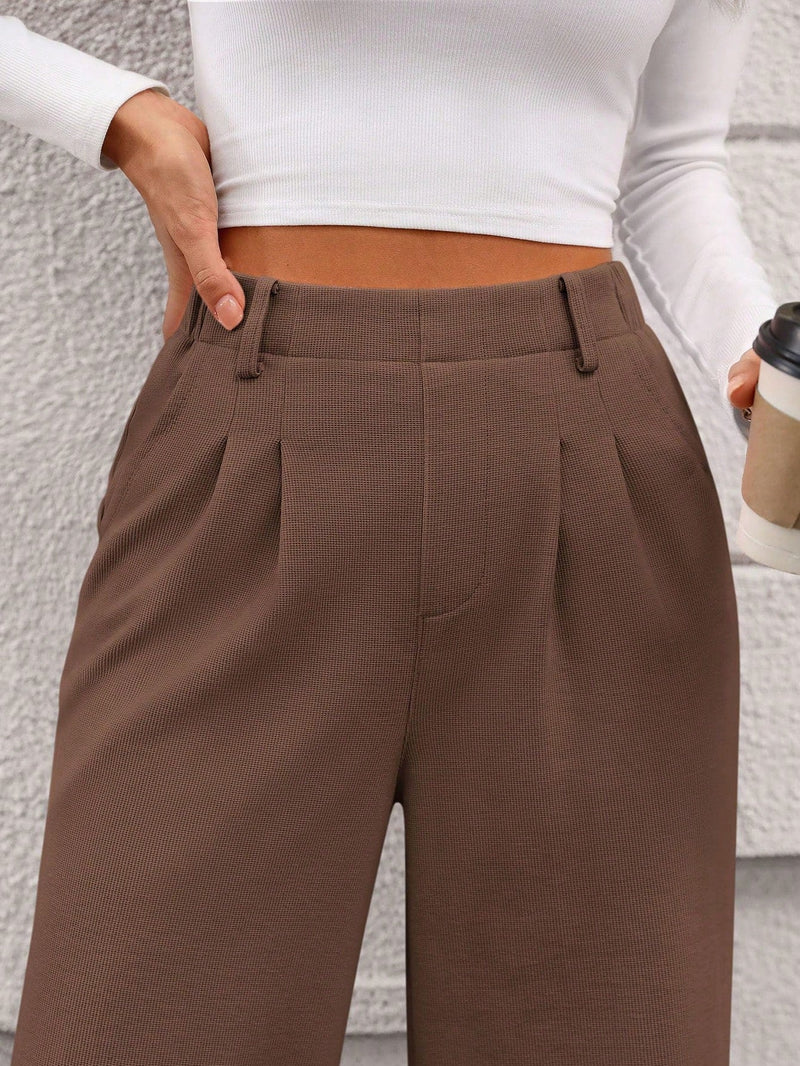 Pantalones anchos de vestir para mujeres, pantalones casuales elegantes con cintura elastica alta, pantalones palazzo para oficina y trabajo