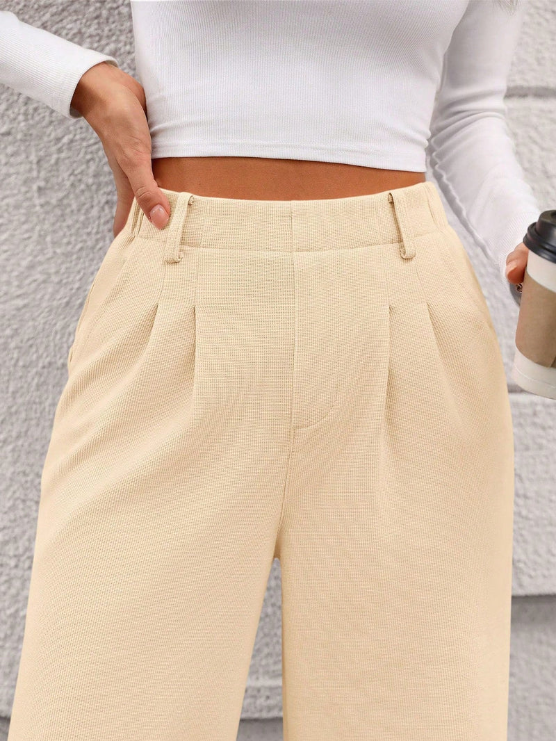 Pantalones anchos de vestir para mujeres, pantalones casuales elegantes con cintura elastica alta, pantalones palazzo para oficina y trabajo