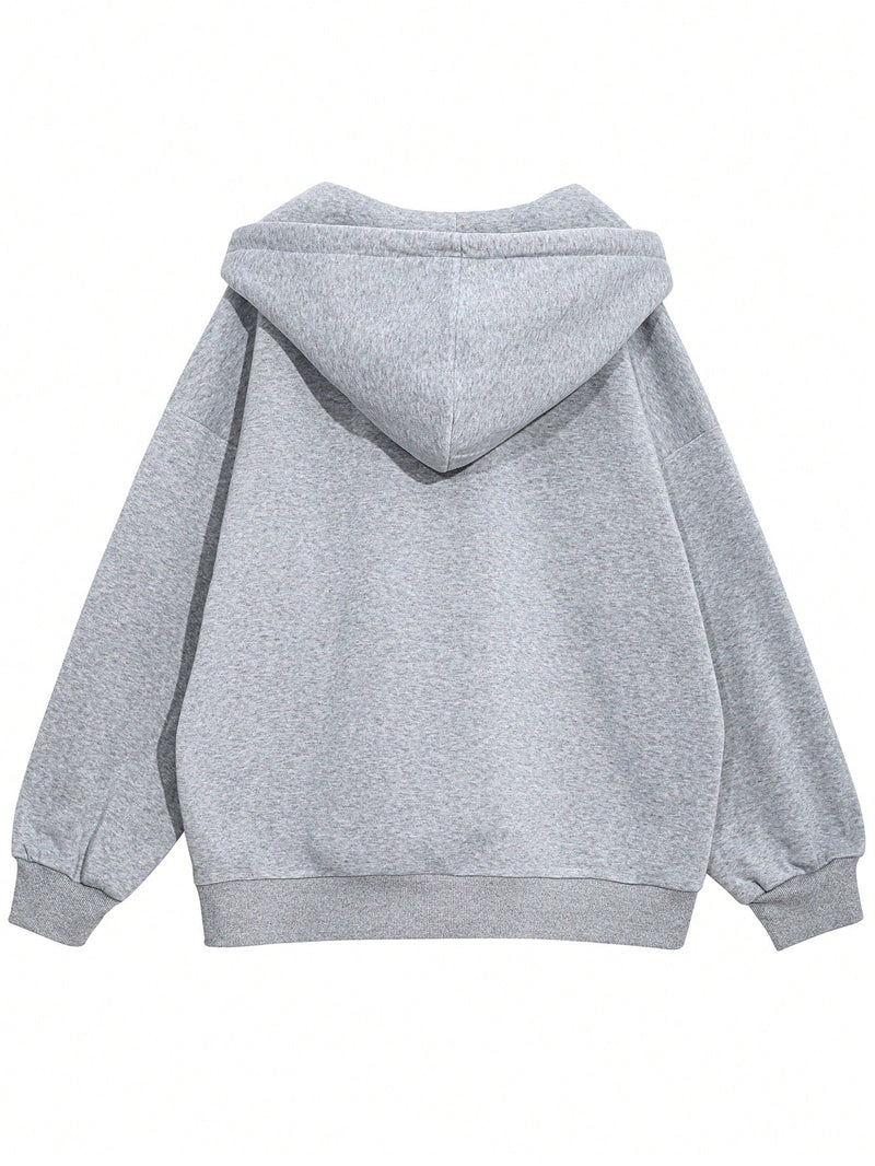 Friful sudadera con capucha suelta de unicolor con cordon para mujer, para otono/invierno