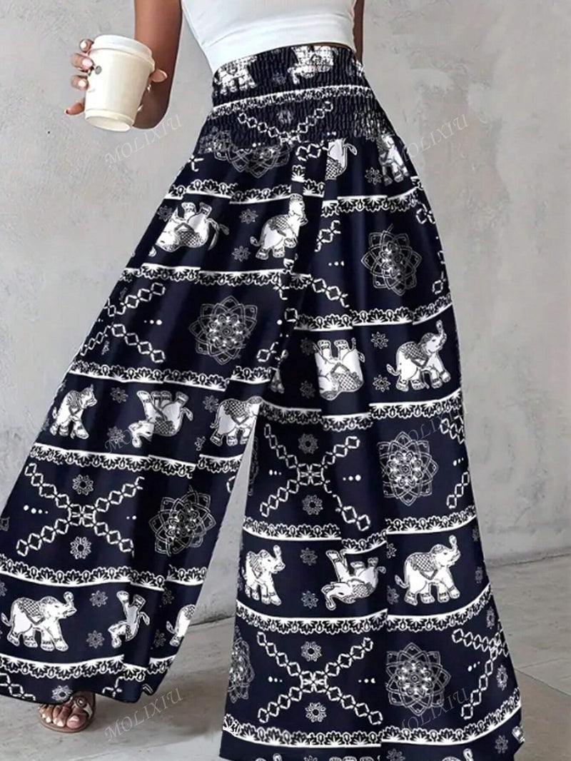 Pantalones casuales de mujer con estampado aleatorio