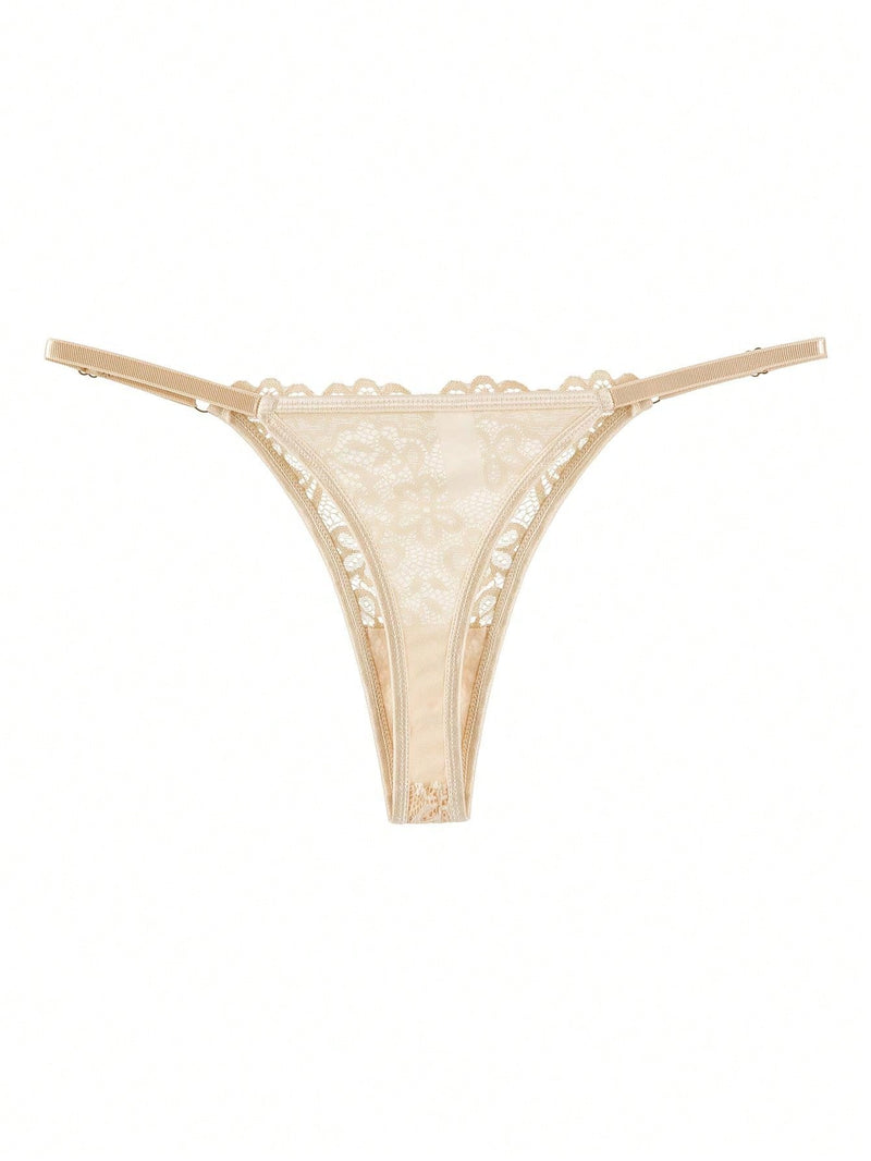 Set de 4 tangas de mujer de alta calidad, tanga de encaje transparente de cintura baja con tirantes ajustables