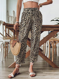 Vcay pantalones casuales y relajados con estampado de leopardo para mujer, para volver a la escuela para el uso diario, atuendos de otono, ir y venir, minimalista, oficina, dinero viejo, simple, ropa de maestro