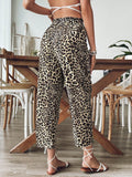 Vcay pantalones casuales y relajados con estampado de leopardo para mujer, para volver a la escuela para el uso diario, atuendos de otono, ir y venir, minimalista, oficina, dinero viejo, simple, ropa de maestro