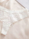 1 pieza tanga de encaje blanco, lenceria comoda para damas
