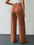 Tall pantalones informales para mujeres altas de unicolor con nudo de cottonline