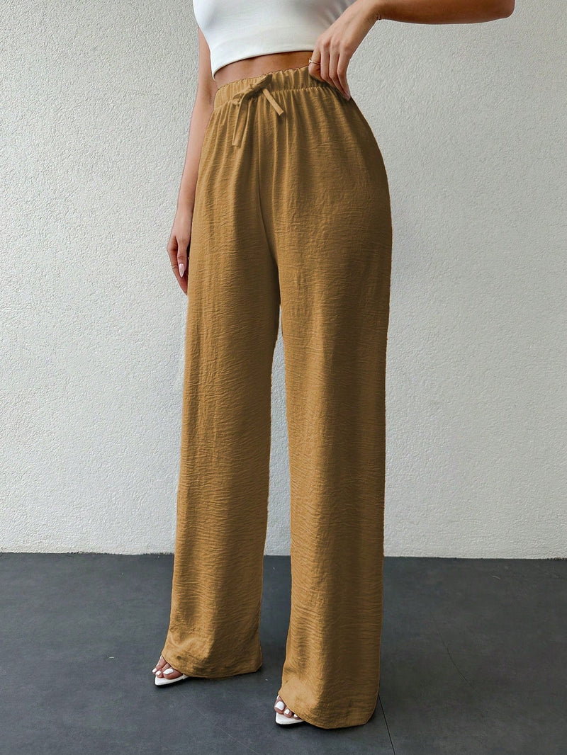 Tall pantalones informales para mujeres altas de unicolor con nudo de cottonline