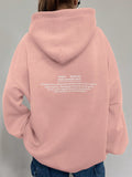 Dazy sudadera casual con capucha con cordon, estampado de letras y hombros caidos para mujer, otono/invierno