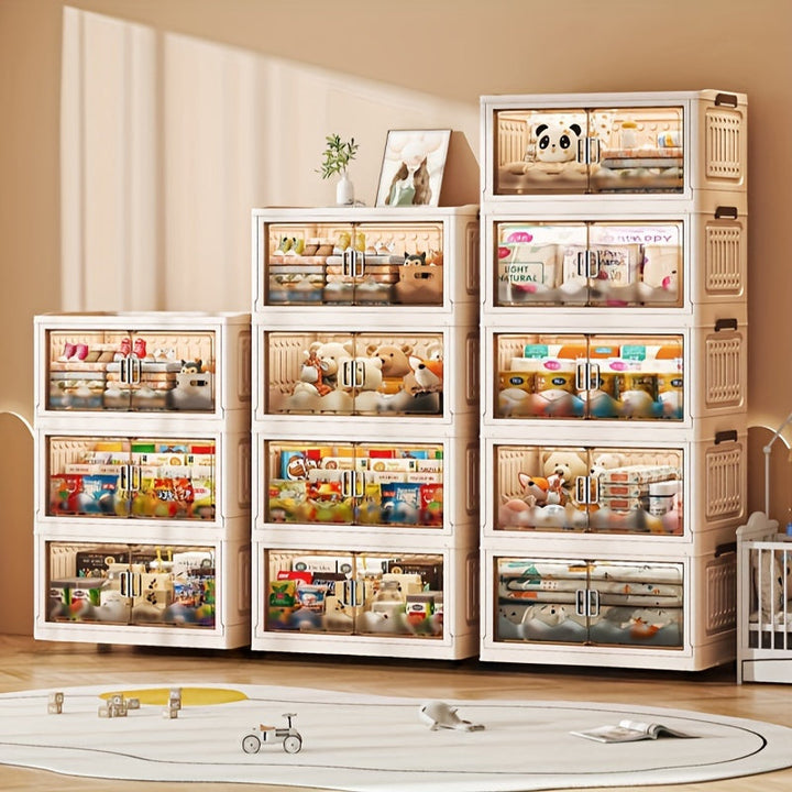 Estantería de Almacenamiento Modular de Polipropileno - Armario de Almacenamiento de Plástico de Doble Puerta Independiente, Estante Multifuncional de Esquina, con Cajas Apilables y Plegables, Estantes en Niveles, Instalación en el Suelo, Adecuado para J