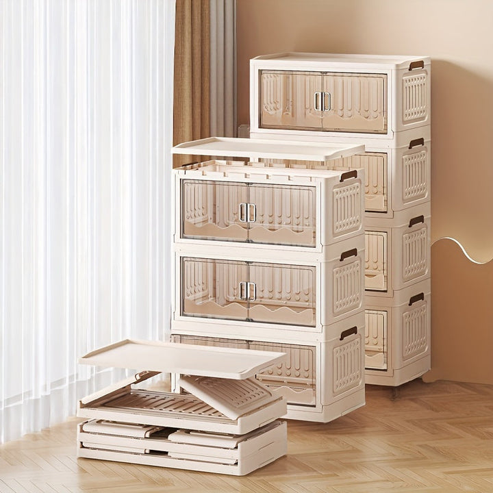 Estantería de Almacenamiento Modular de Polipropileno - Armario de Almacenamiento de Plástico de Doble Puerta Independiente, Estante Multifuncional de Esquina, con Cajas Apilables y Plegables, Estantes en Niveles, Instalación en el Suelo, Adecuado para J