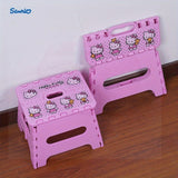 Taburete plegable de plástico con temática de gatito adorable - Impermeable y portátil, taburete rosa para decoración del hogar y fiestas
