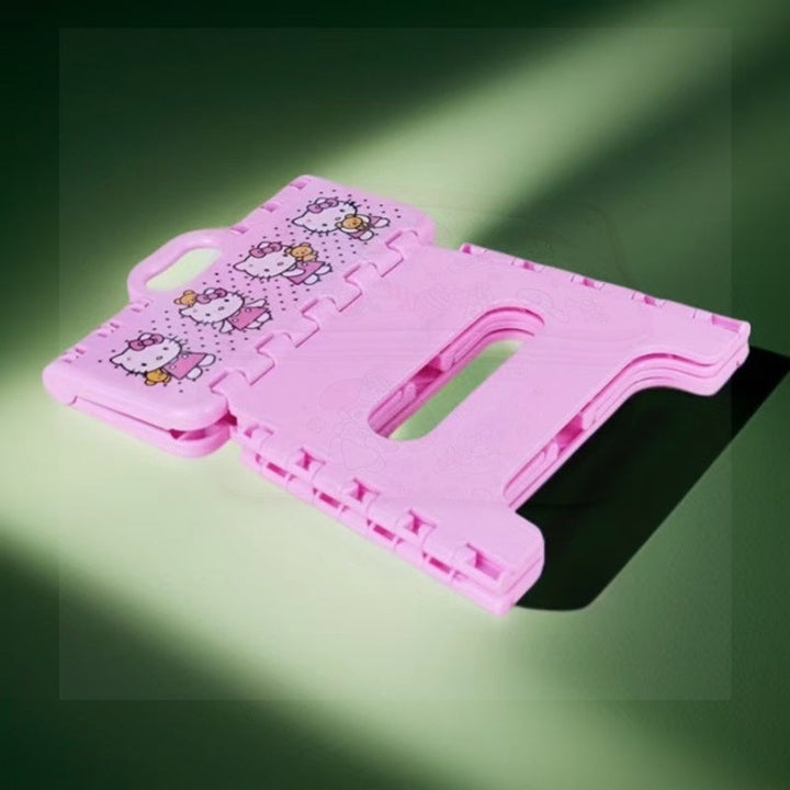 Taburete plegable de plástico con temática de gatito adorable - Impermeable y portátil, taburete rosa para decoración del hogar y fiestas