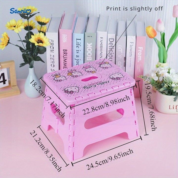 Taburete plegable de plástico con temática de gatito adorable - Impermeable y portátil, taburete rosa para decoración del hogar y fiestas