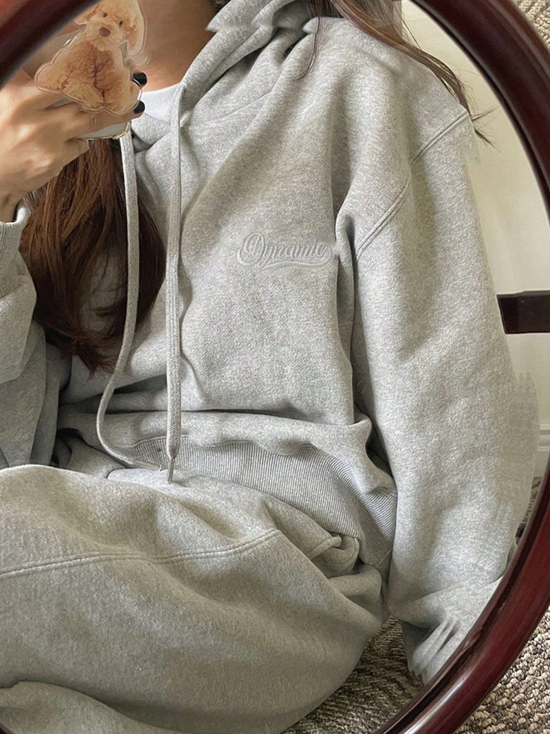 Dazy sudadera con capucha oversized para mujer con bordado de letras, ropa deportiva