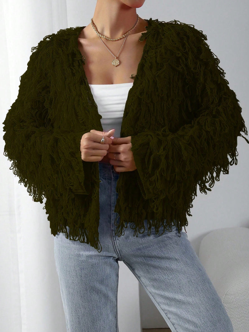 Allurite cardigan casual y elegante de punto con lazo para mujer