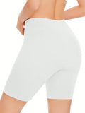 Shorts anchos de cintura solida, pantalones cortos de ciclista solidos, pantalones cortos moldeadores de mujer comodos, sin costuras, lisos, con tirantes para faldas bajas