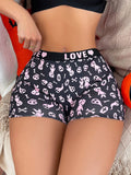 Boxer shorts comodos con estampado de calavera linda y banda con letra