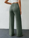 Tall pantalones informales para mujeres altas de unicolor con nudo de cottonline