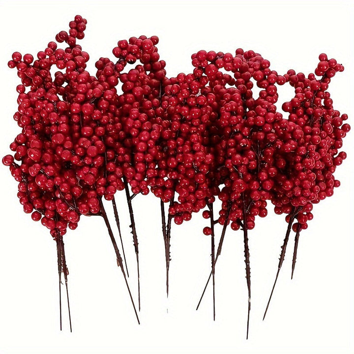 15 piezas de ramitas de bayas artificiales rojas, bayas de plástico para decoración navideña DIY, versátiles para árbol de Navidad, primavera, verano, Día de San Valentín, graduación - No requieren energía