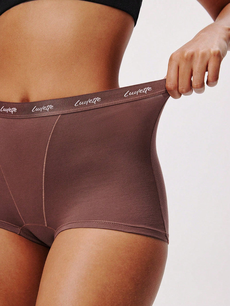 Luvlette paquete de 3 pantalones cortos tipo boxer de algodon comodos y de tiro alto con logo para mujer