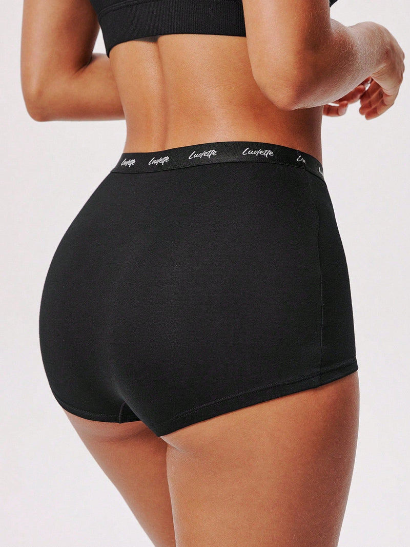 Luvlette paquete de 3 pantalones cortos tipo boxer de algodon comodos y de tiro alto con logo para mujer