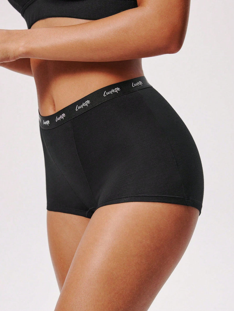 Luvlette paquete de 3 pantalones cortos tipo boxer de algodon comodos y de tiro alto con logo para mujer