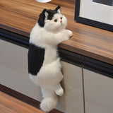 1pc Estatua de gato de peluche realista hecha a mano - Resina decorativa de mascota falsa, ligera, compatible con interior y exterior, ideal para varios tipos de habitaciones, no necesita electricidad, regalo perfecto para el hogar y la fiesta