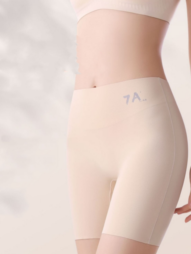 4 pares de pantalones de yoga sin costuras de control de abdomen de cintura alta, de seda de hielo que levanta y esculpe, pantalones cortos de seguridad triples sin enrollamiento