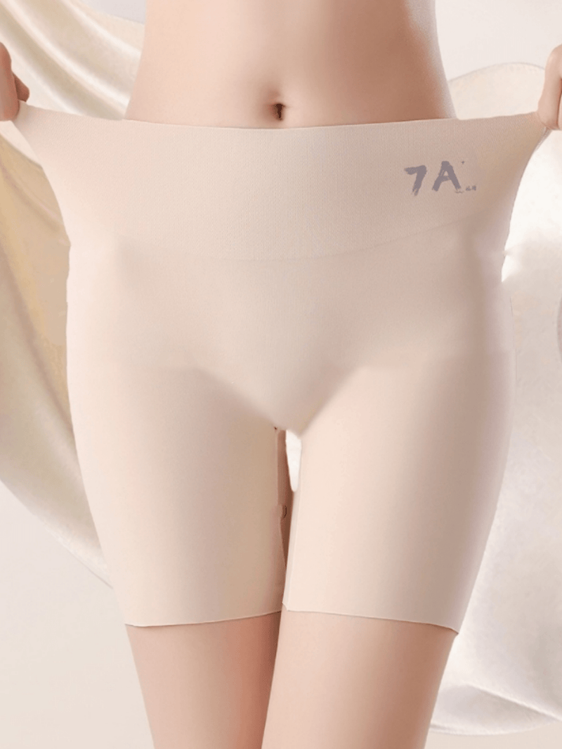 4 pares de pantalones de yoga sin costuras de control de abdomen de cintura alta, de seda de hielo que levanta y esculpe, pantalones cortos de seguridad triples sin enrollamiento