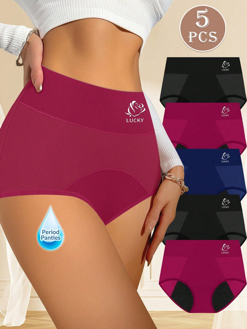 Set de 5 bragas fisiologicas de cintura alta multicolor para mujer