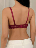 Dazy sujetador de encaje con parches, sexy y transparente, con aros y relleno push-up