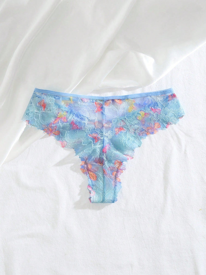 Tanga de encaje transparente y sexy con diseno de mariposa