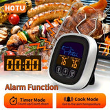 HOTU Gran Pantalla Táctil Termómetro de Carne con Temporizador de Reloj - Sonda de Acero Inoxidable para Parrilla, Horno, Horneado, Líquido, Dulce - Pantalla Digital, Sin Necesidad de Batería, Esenciales de Cocina | Termómetro Táctil | Construcción Durad