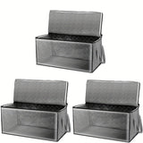 Cajas de almacenamiento plegables de gran capacidad de 54L, gris, rectangulares, estilo contemporáneo, tela duradera, ventana transparente, asas resistentes, multiusos para armario, dormitorio, organización del hogar, ropa, ropa de cama, almohadas, peluc