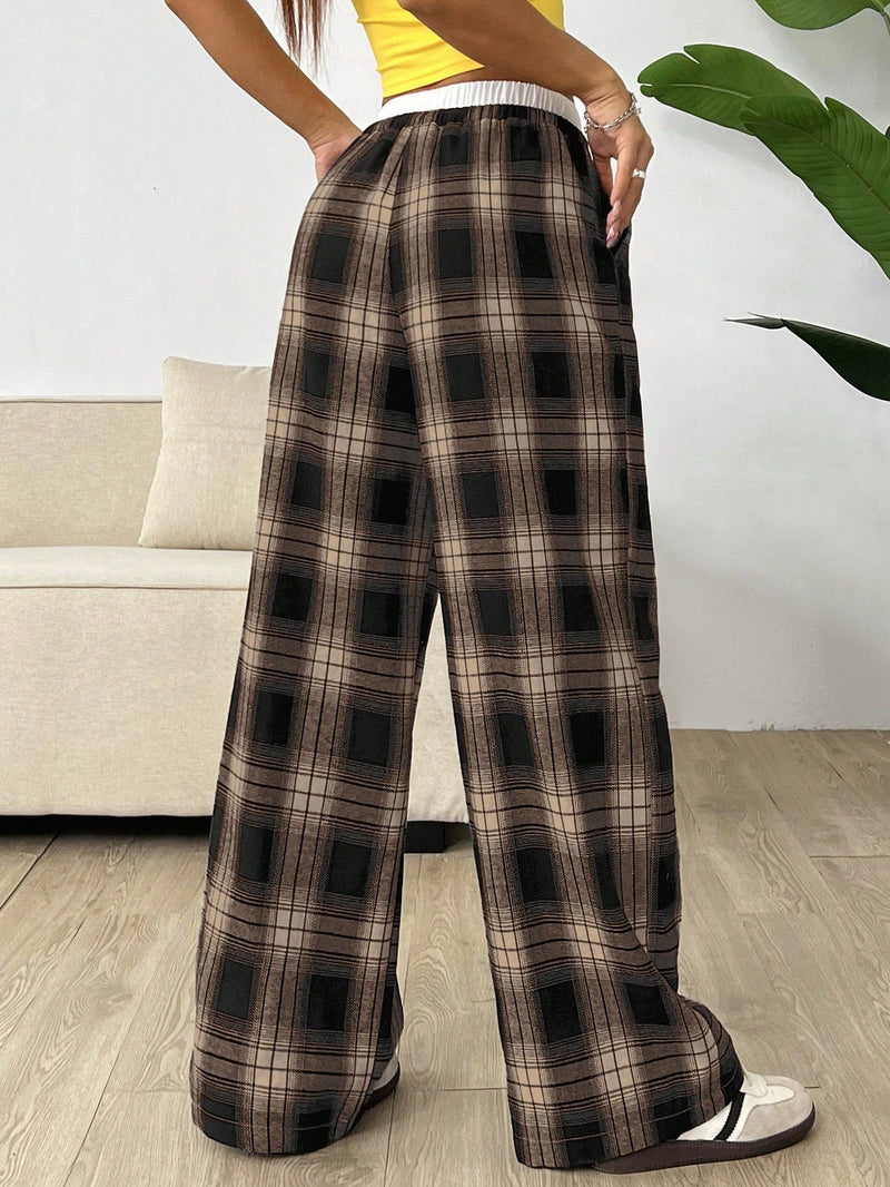 Ezwear pantalones largos de franela con cintura contrastante, llegada reciente, para principios de otono