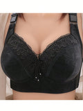 Sujetador de encaje de lujo de 3 piezas sin aros con pechos cerrados lateralmente y pechos grandes con ropa interior de plastico menor.