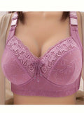 Sujetador de encaje de lujo de 3 piezas sin aros con pechos cerrados lateralmente y pechos grandes con ropa interior de plastico menor.