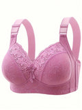 Sujetador de encaje de lujo de 3 piezas sin aros con pechos cerrados lateralmente y pechos grandes con ropa interior de plastico menor.