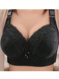 Sujetador de encaje de lujo de 3 piezas sin aros con pechos cerrados lateralmente y pechos grandes con ropa interior de plastico menor.