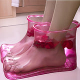 Baño de Pies Portátil - Sin Necesidad de Electricidad/Baterías, Bañera de Pedicura Sin Fragancia con Patas Transparentes - Bañera de PVC Ligera para Hogar, Viajes y Salón - Mejora la Circulación Sanguínea y Cuidado de Uñas, Accesorios Florales, Construcc