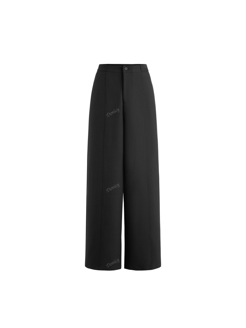 Pantalon palazzo de pierna recta holgado de alta gama con drapeado y correa, nuevos pantalones de vestir de otono e invierno con estilo elegante y casual de longitud hasta el suelo para el trabajo