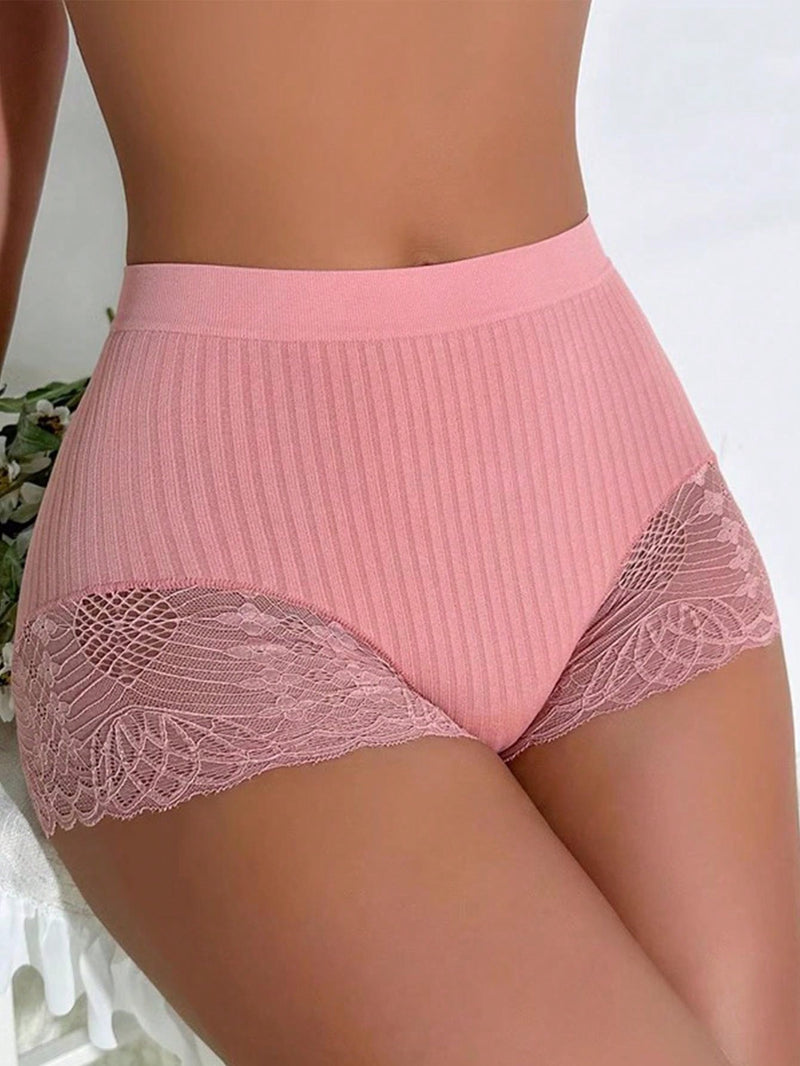 3 piezas pantis de cintura alta con encaje y control de barriga, bragas sexy levanta pompis