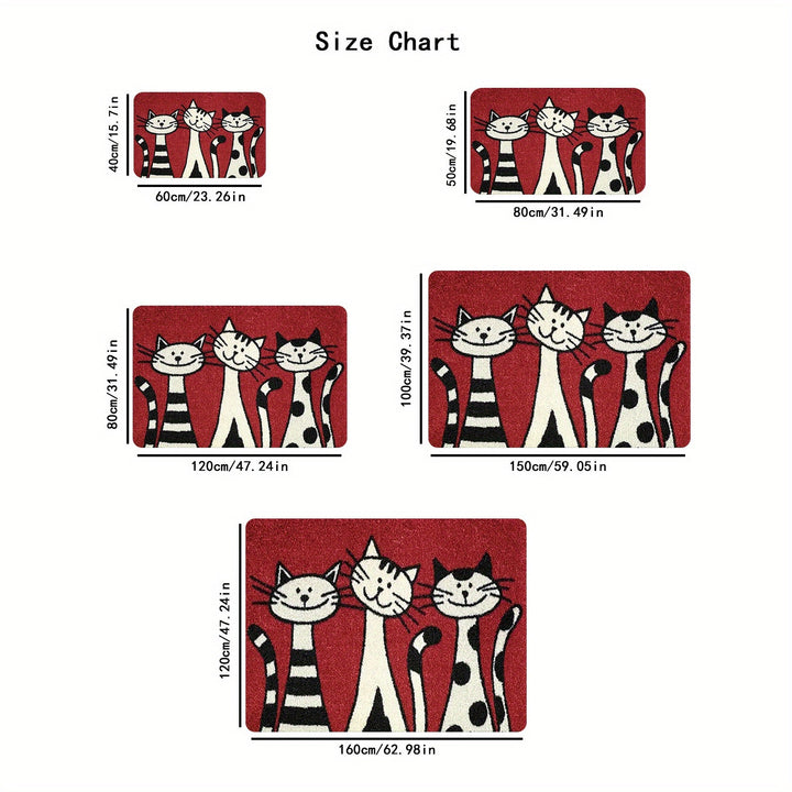 1 pieza de alfombra gruesa para cocina de 1.1 cm con estampado de tres gatos, engrosada para sala de estar, porche y decoración del hogar