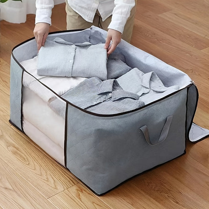 Bolsa de almacenamiento para viajes, práctica bolsa protectora para ropa, 1 pieza extra grande en gris, bolsa para edredones y cobijas, resistente, organizador plegable con cierre de cremallera, para guardar debajo de la cama o en el armario, fabricada e