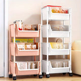 1pc Estantería de Libros de Pie para Uso Doméstico Simple con Ruedas, Armario de Almacenamiento Multinivel con Costura Estrecha, Estante de Pared para Libros Pequeño