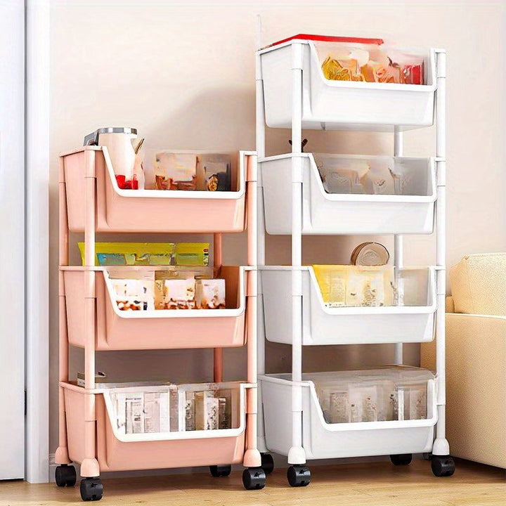 1pc Estantería de Libros de Pie para Uso Doméstico Simple con Ruedas, Armario de Almacenamiento Multinivel con Costura Estrecha, Estante de Pared para Libros Pequeño