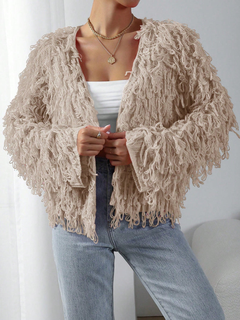 Allurite cardigan casual y elegante de punto con lazo para mujer