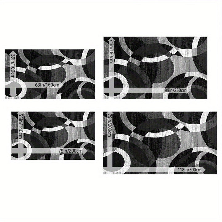 Alfombra de área geométrica abstracta moderna - Antideslizante, lavable a máquina, fibra de poliéster, diseño en blanco y negro para sala de estar, dormitorio, cocina y más, alfombras para sala de estar