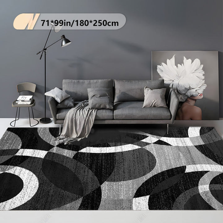 Alfombra de área geométrica abstracta moderna - Antideslizante, lavable a máquina, fibra de poliéster, diseño en blanco y negro para sala de estar, dormitorio, cocina y más, alfombras para sala de estar